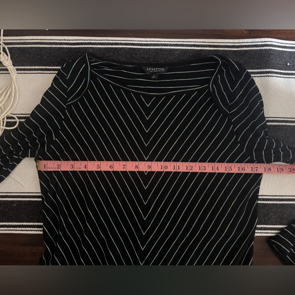 Liverpool Black White Blue Striped Long Sleeve Top - Picture 6 of 6